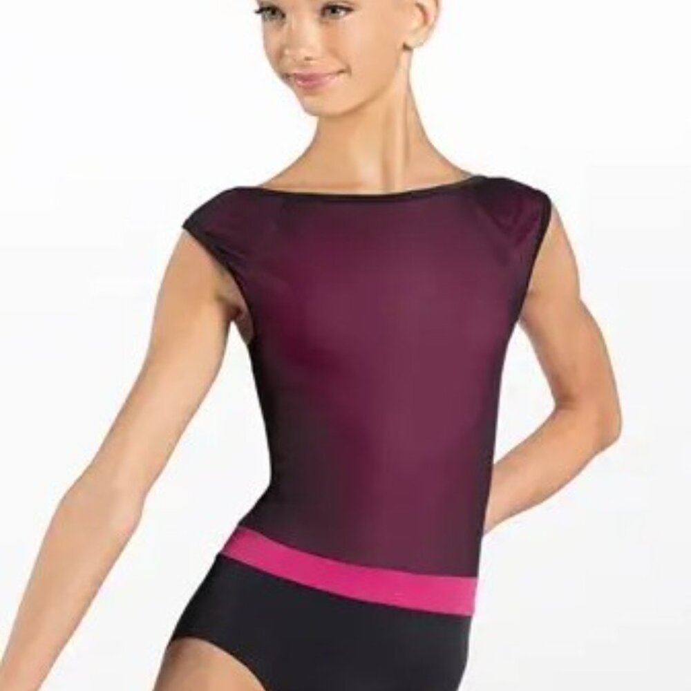 Balera Burgundy and Black Leotard with Pink Accent